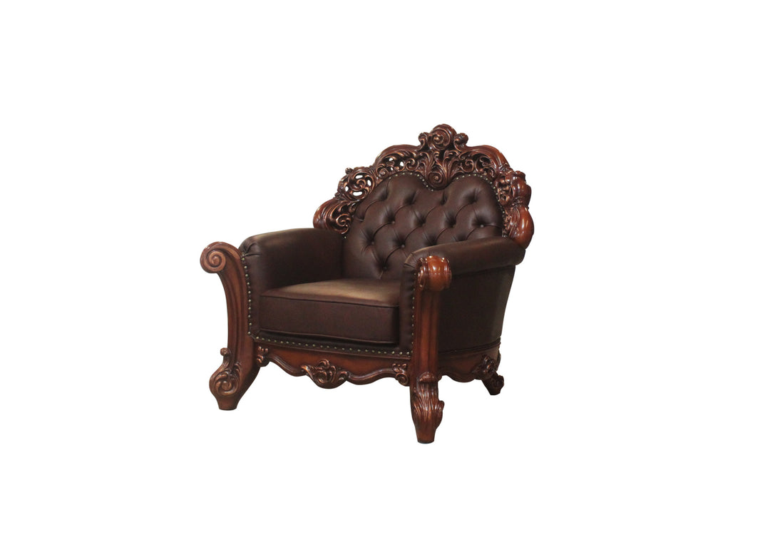 48" Dark Brown Faux Leather Tufted Club Chair