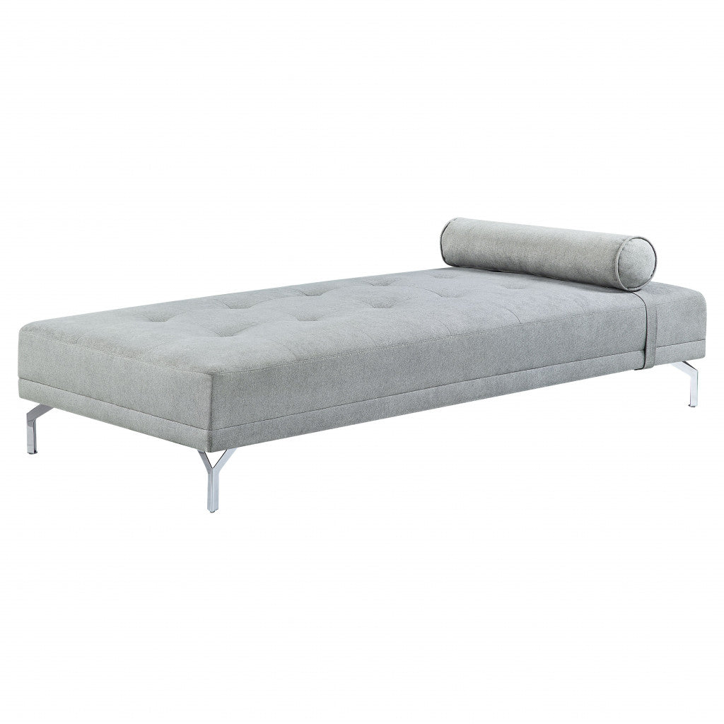 74" Gray Velvet And Black Sofa