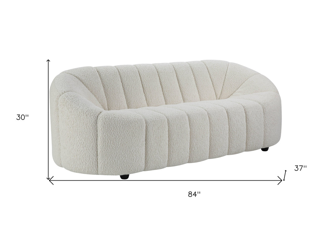 84" White Sherpa And Black Sofa