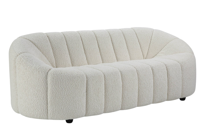 84" White Sherpa And Black Sofa