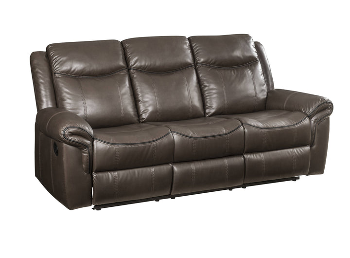 89" Brown And Black Faux Leather Reclining USB Sofa