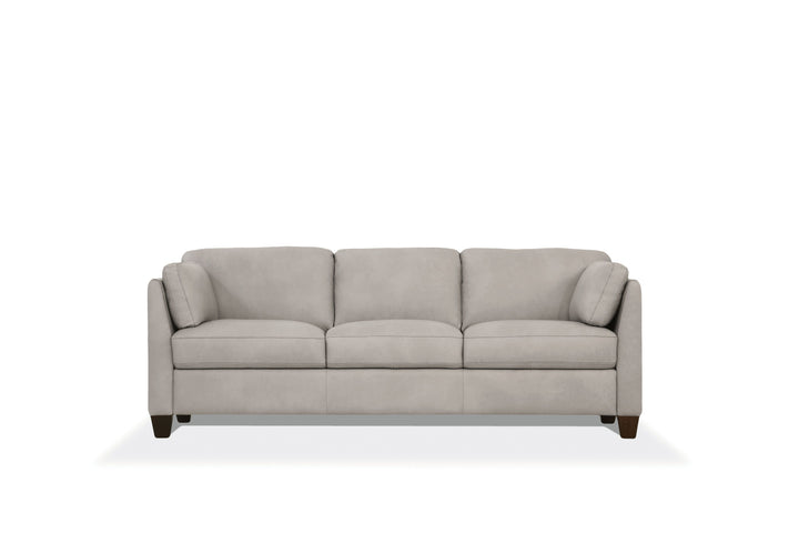 81" Dusty White Leather And Black Sofa