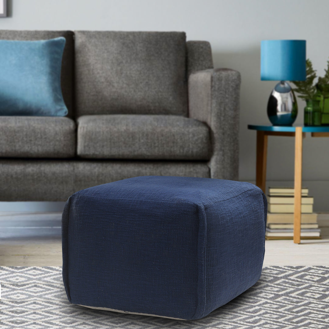 18" Blue 100% Cotton Ottoman