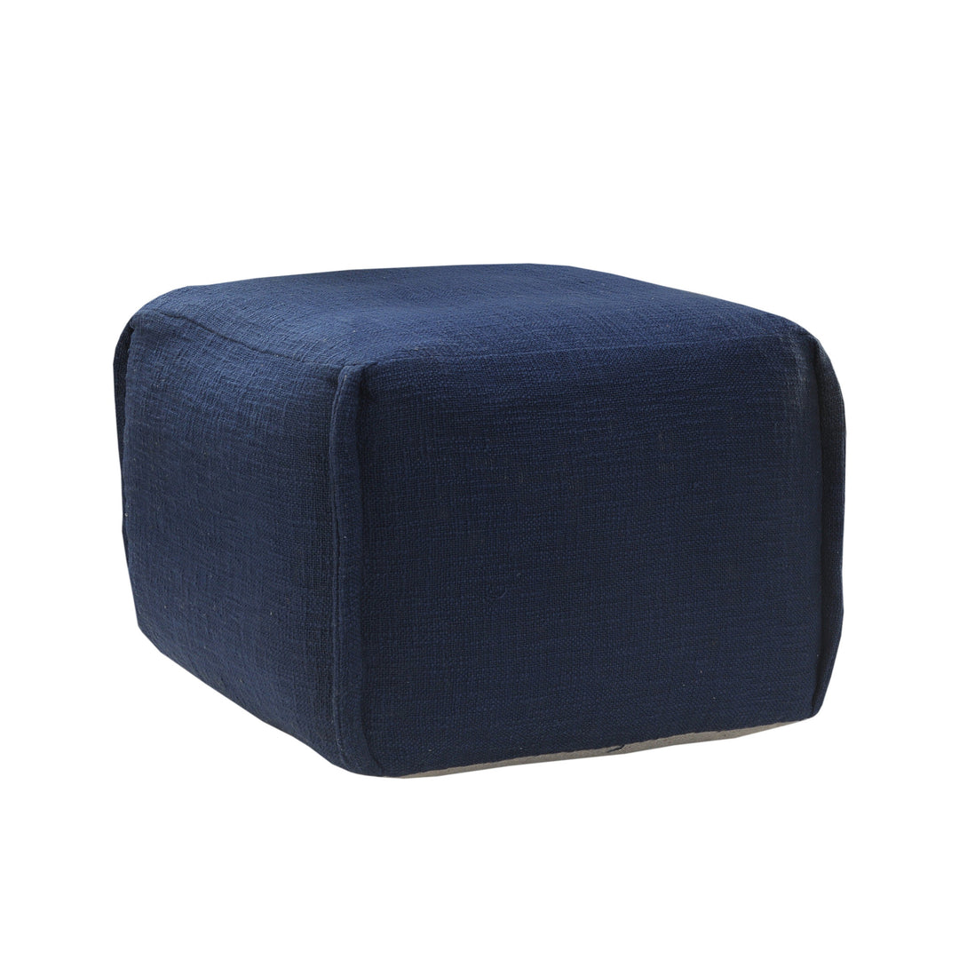 18" Blue 100% Cotton Ottoman