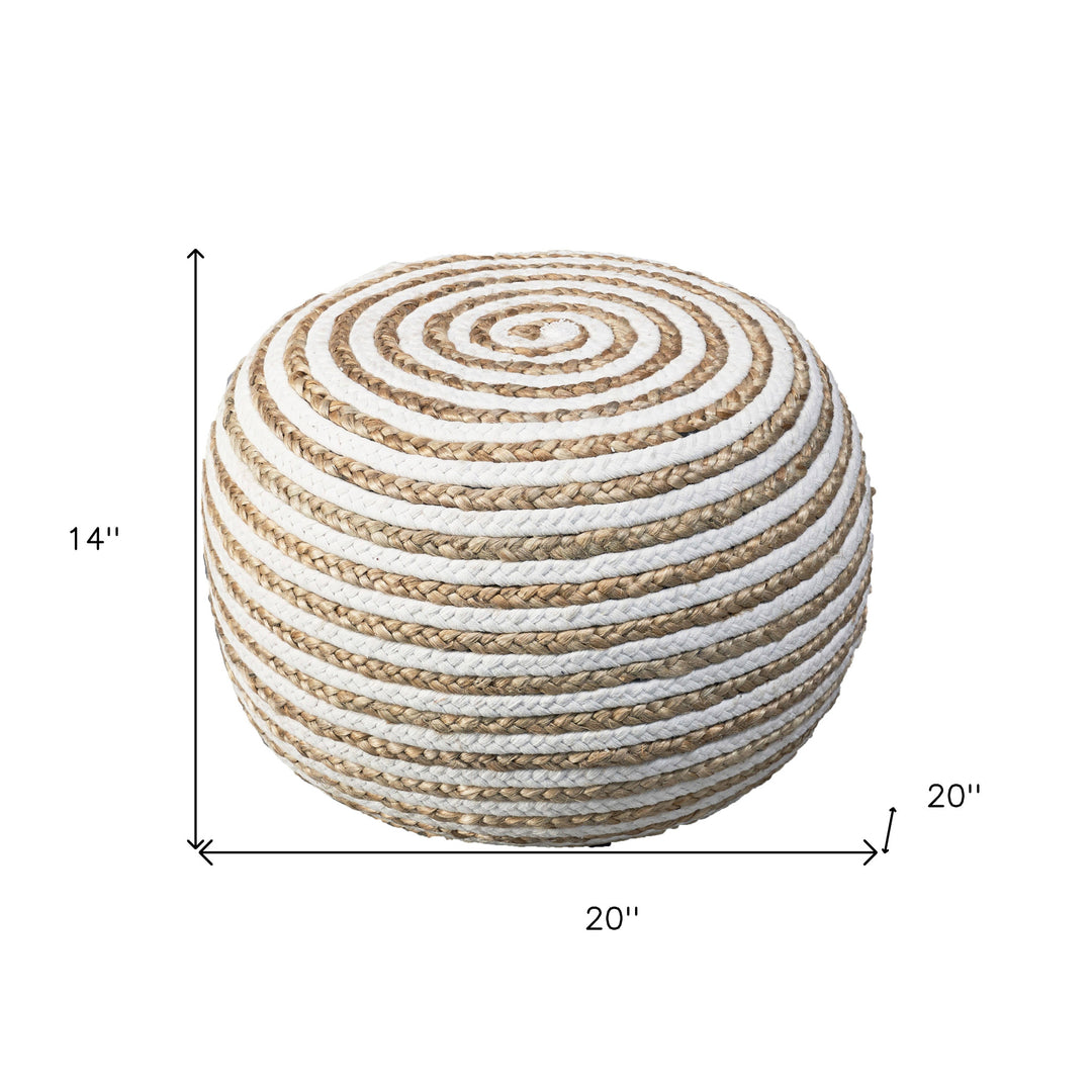 20" White Jute Ottoman