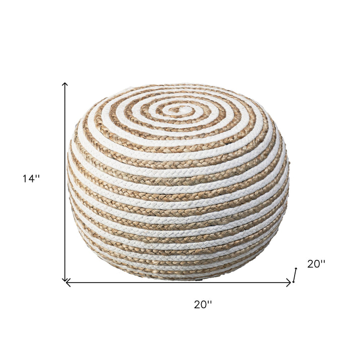 20" White Jute Ottoman