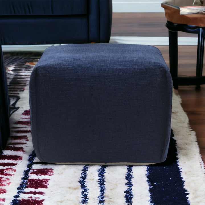 18" Blue 100% Cotton Ottoman