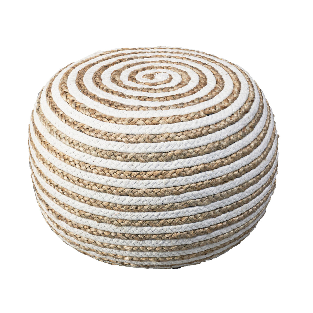 20" White Jute Ottoman