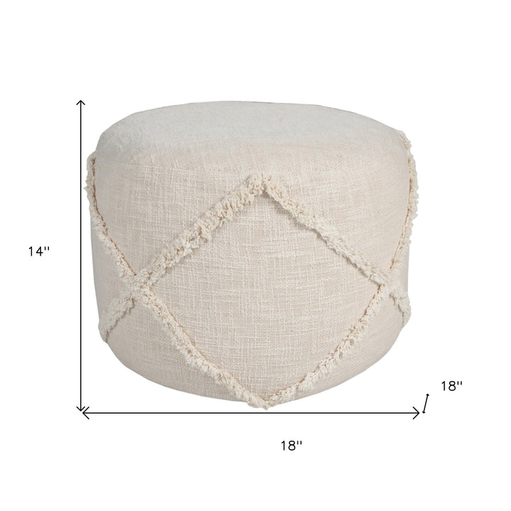 18" Cream 100% Cotton Ottoman