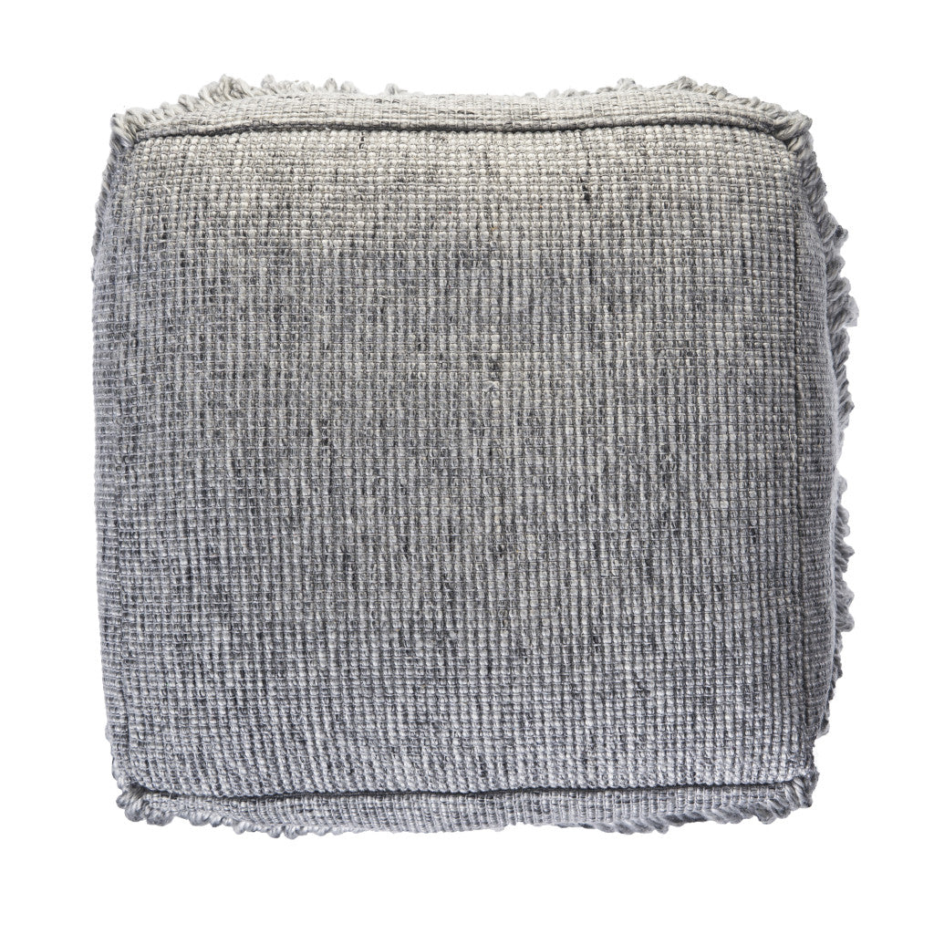 18" Gray Wool Ottoman