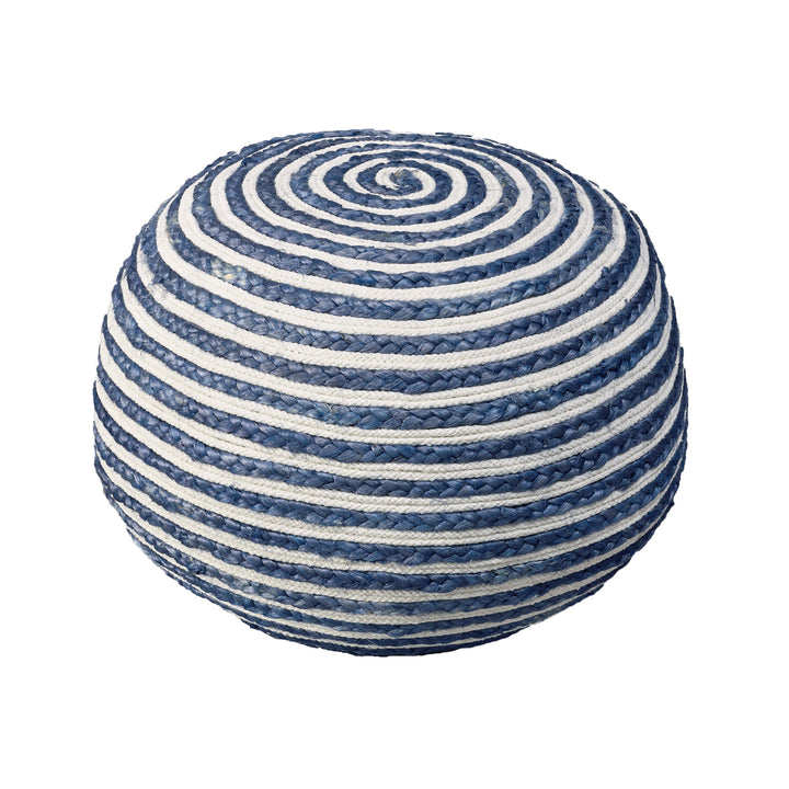 20" Blue Jute Ottoman