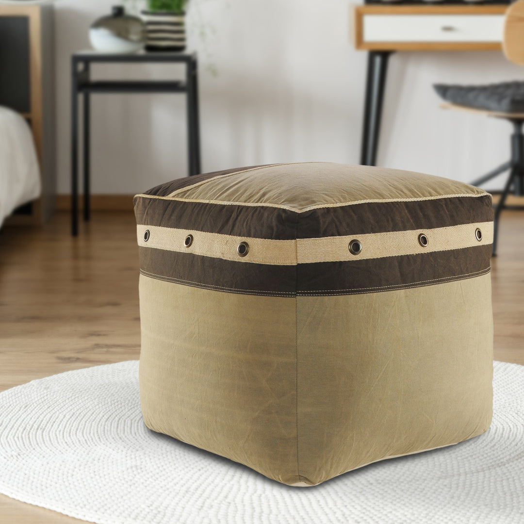 20" Brown 100% Cotton Ottoman