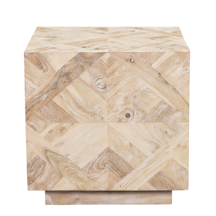 20" Tan Solid Wood Square End Table