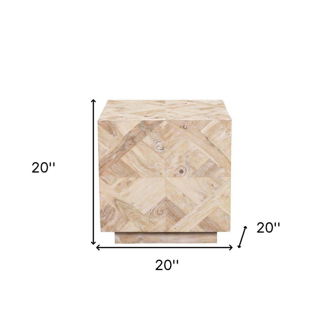 20" Tan Solid Wood Square End Table