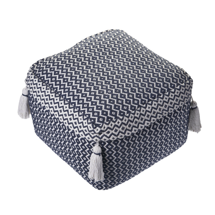 18" Blue 100% Cotton Ottoman