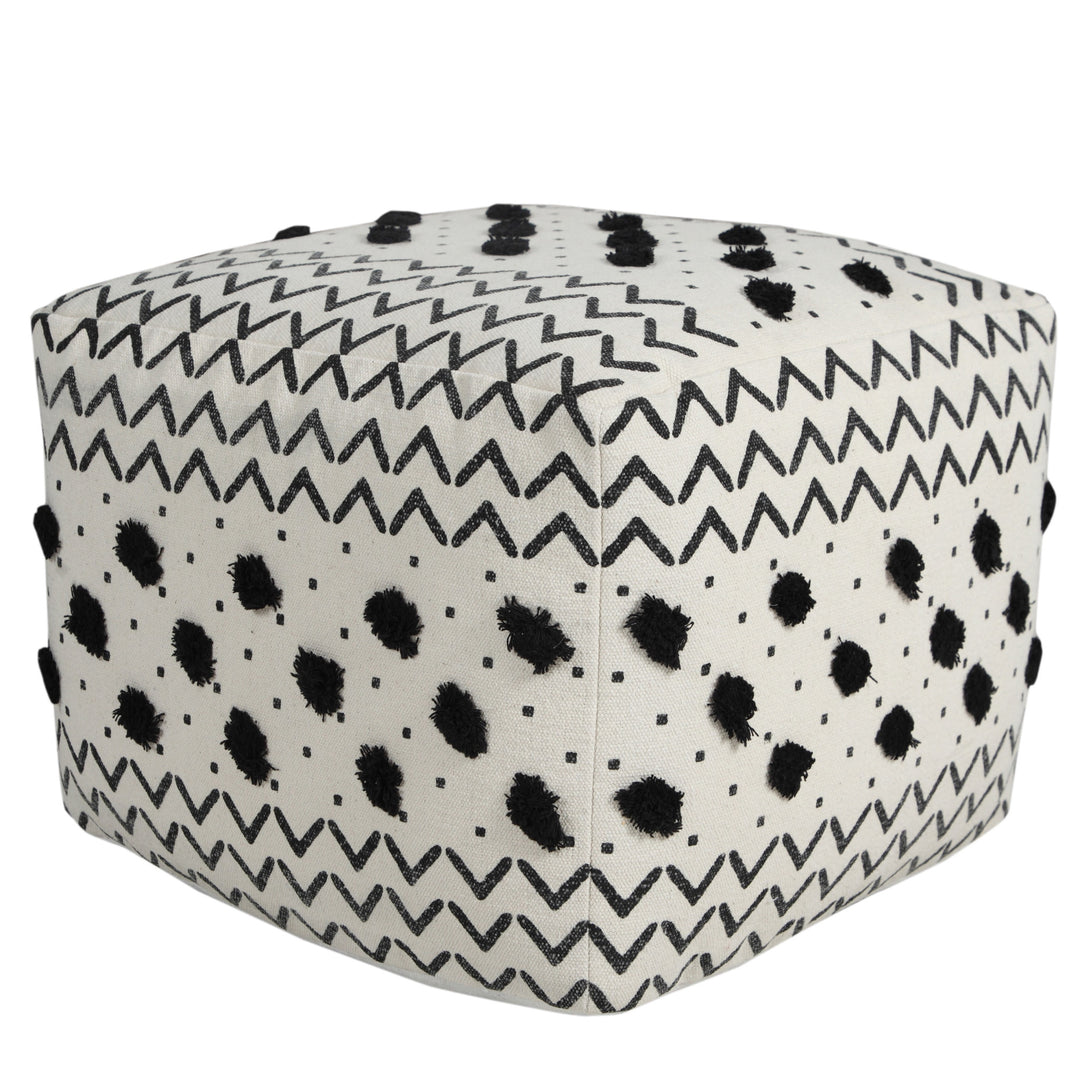 18" White 100% Cotton Ottoman