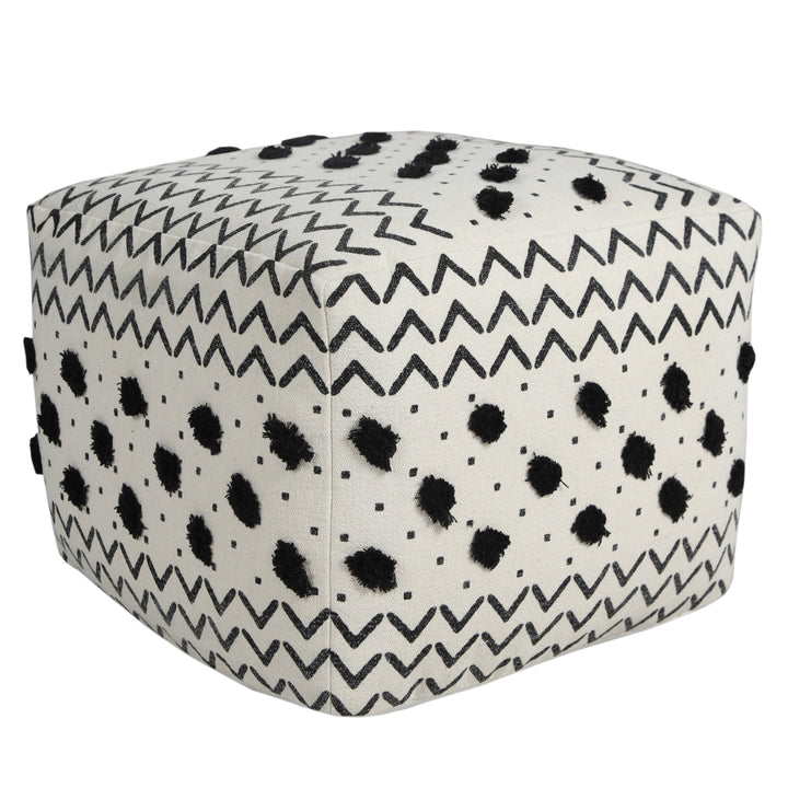 18" White 100% Cotton Ottoman