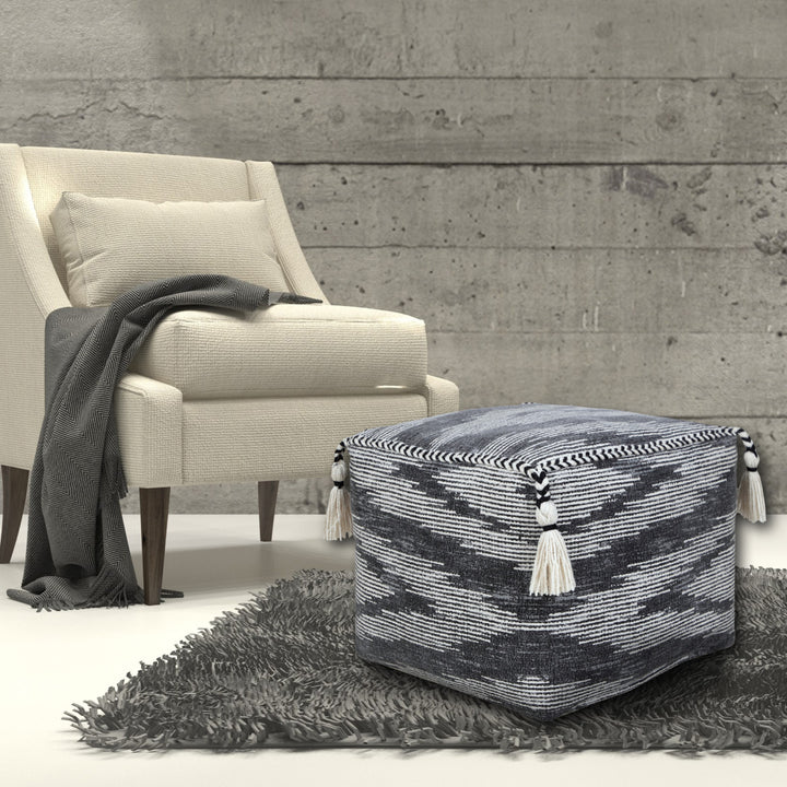 18" Gray 100% Cotton Ottoman