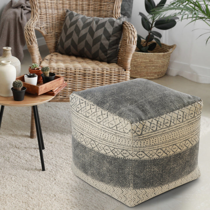 20" Cream 100% Cotton Ottoman