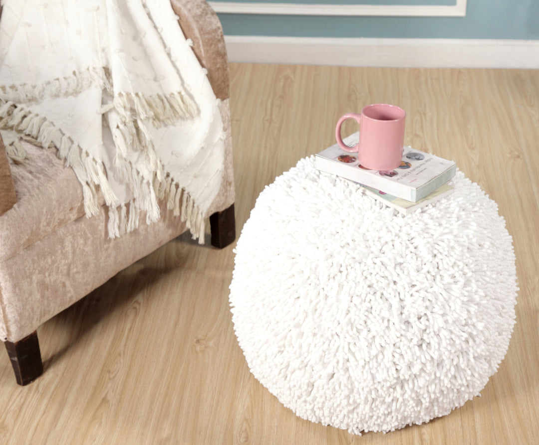 20" Cream 100% Cotton Ottoman