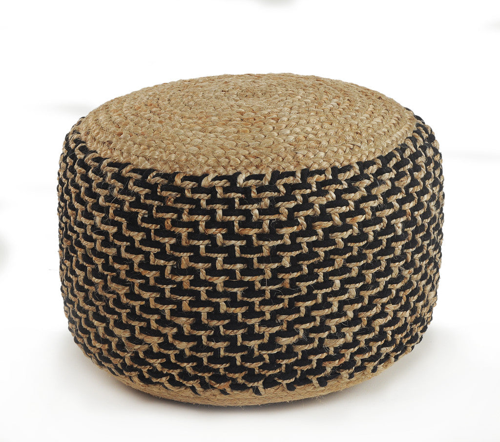 18" Tan Jute Ottoman