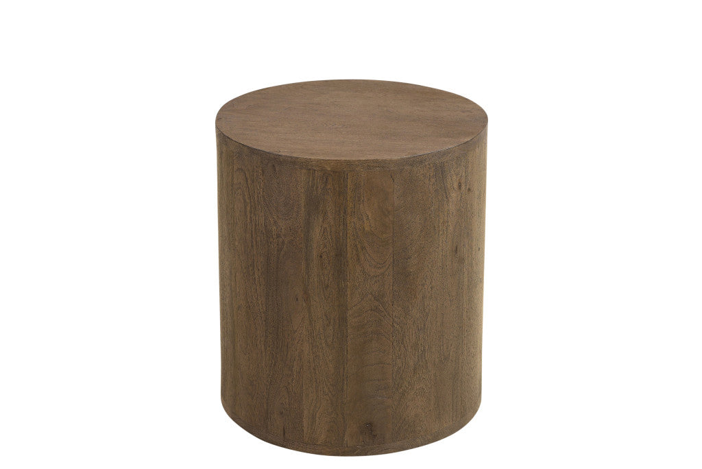 18" Wood Brown Solid Wood Round End Table