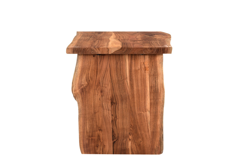 24" Brown Solid Wood End Table