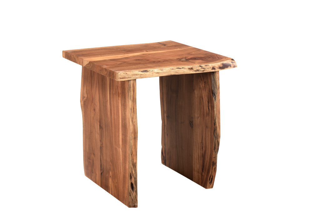 24" Brown Solid Wood End Table