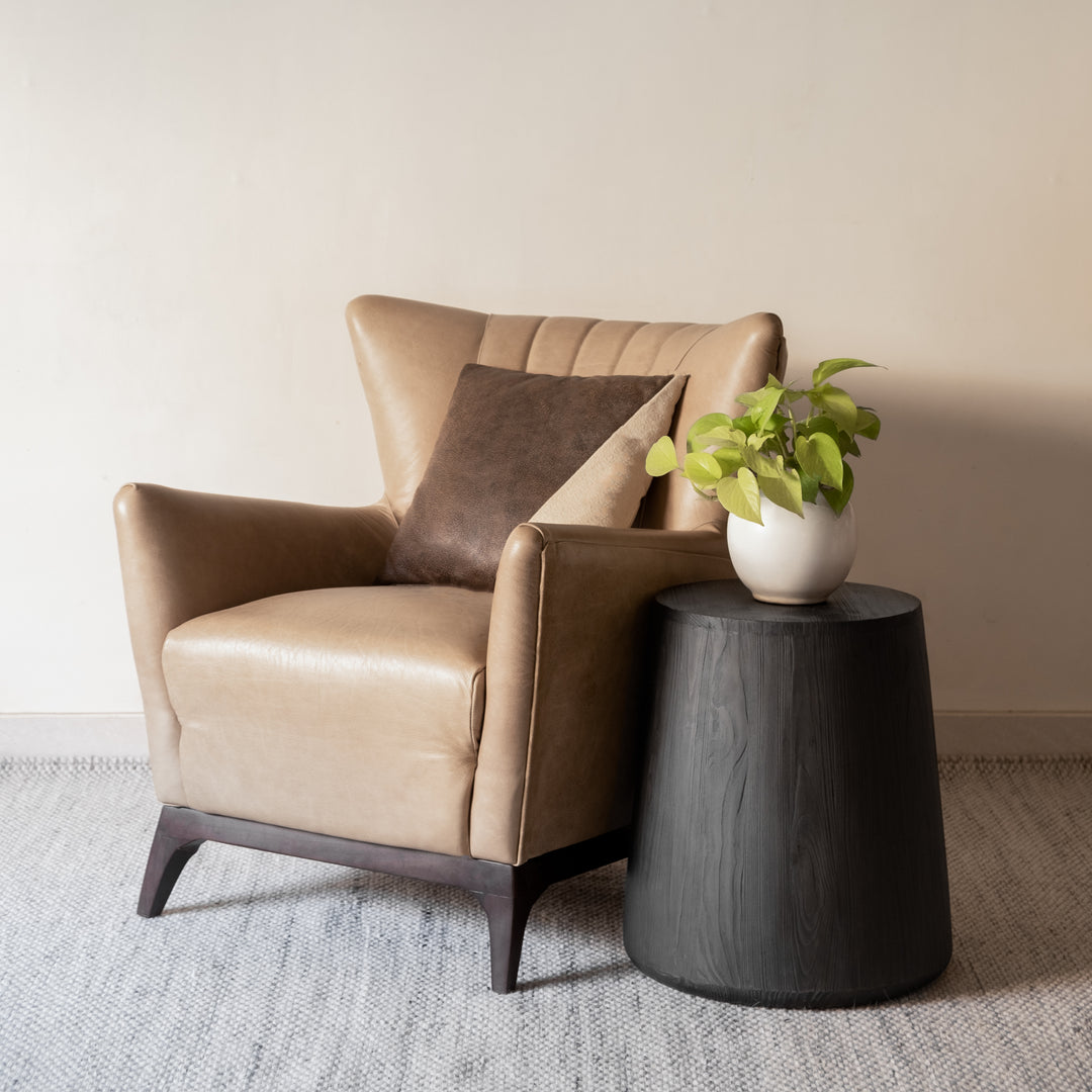 18" Ebony Solid Wood Round End Table