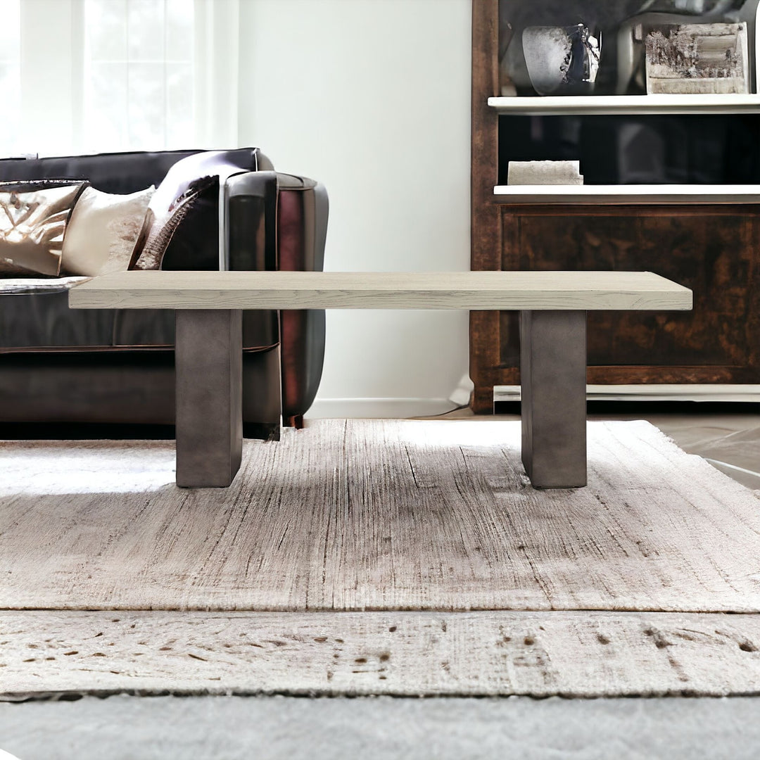 24" Gray And Brown Concrete And Solid Wood Coffee Table