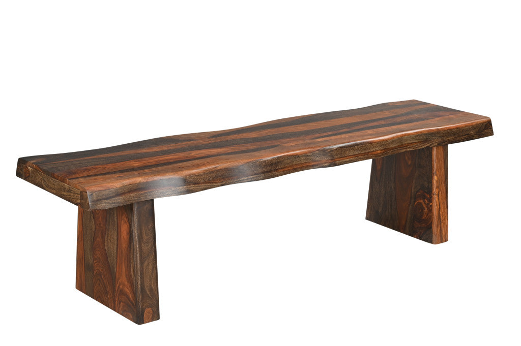 68" Dark Brown Solid Wood Dining Bench