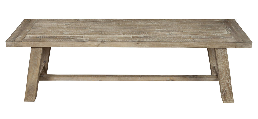 60" Natural And Brown Distressed Solid Wood Dining bench