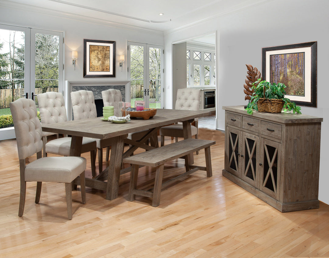 60" Natural And Brown Distressed Solid Wood Dining bench