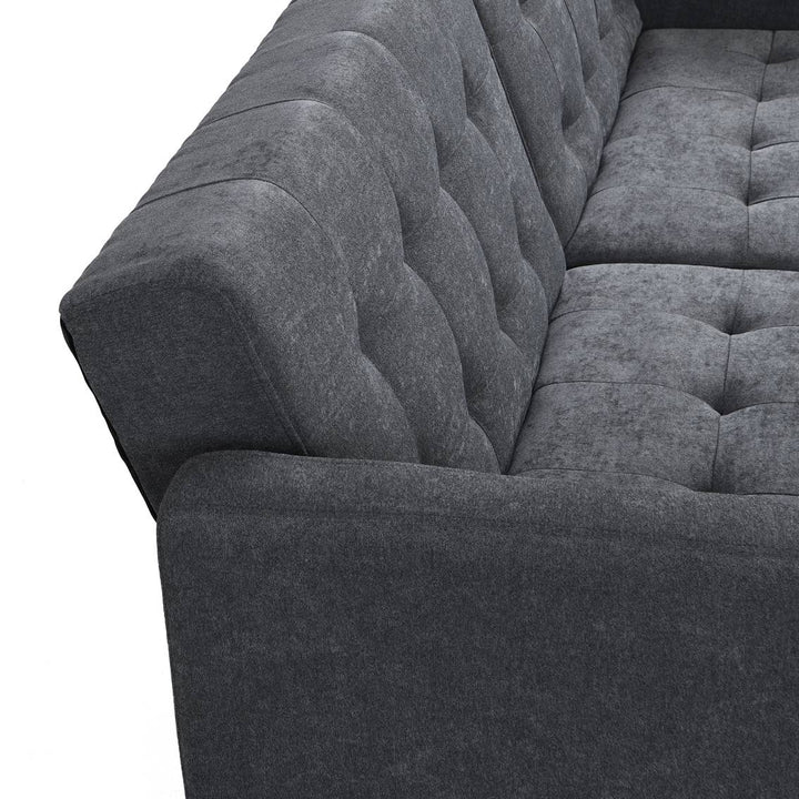 75" Dark Gray Linen And Silver Sleeper Futon Convertible