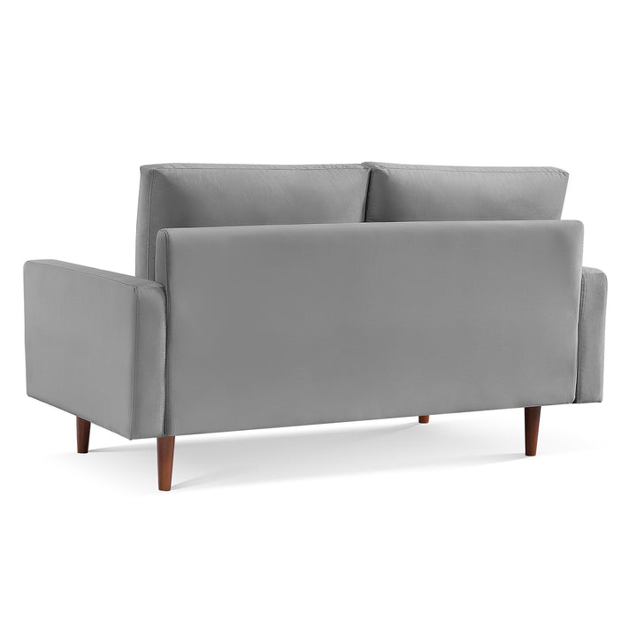 69" Gray Velvet and Dark Brown Sofa