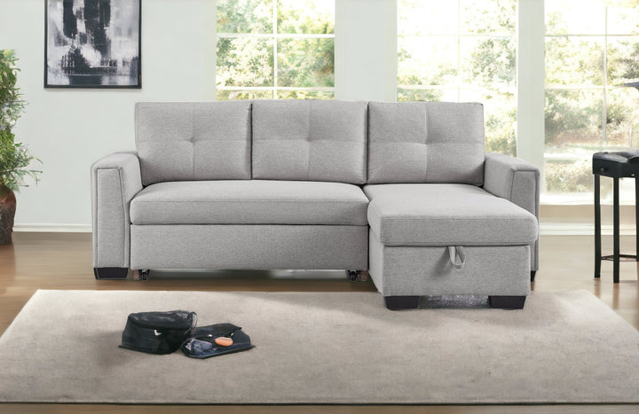 92" Light Gray Polyester Blend and Black Convertible Futon Sleeper Sofa