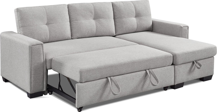 92" Light Gray Polyester Blend and Black Convertible Futon Sleeper Sofa