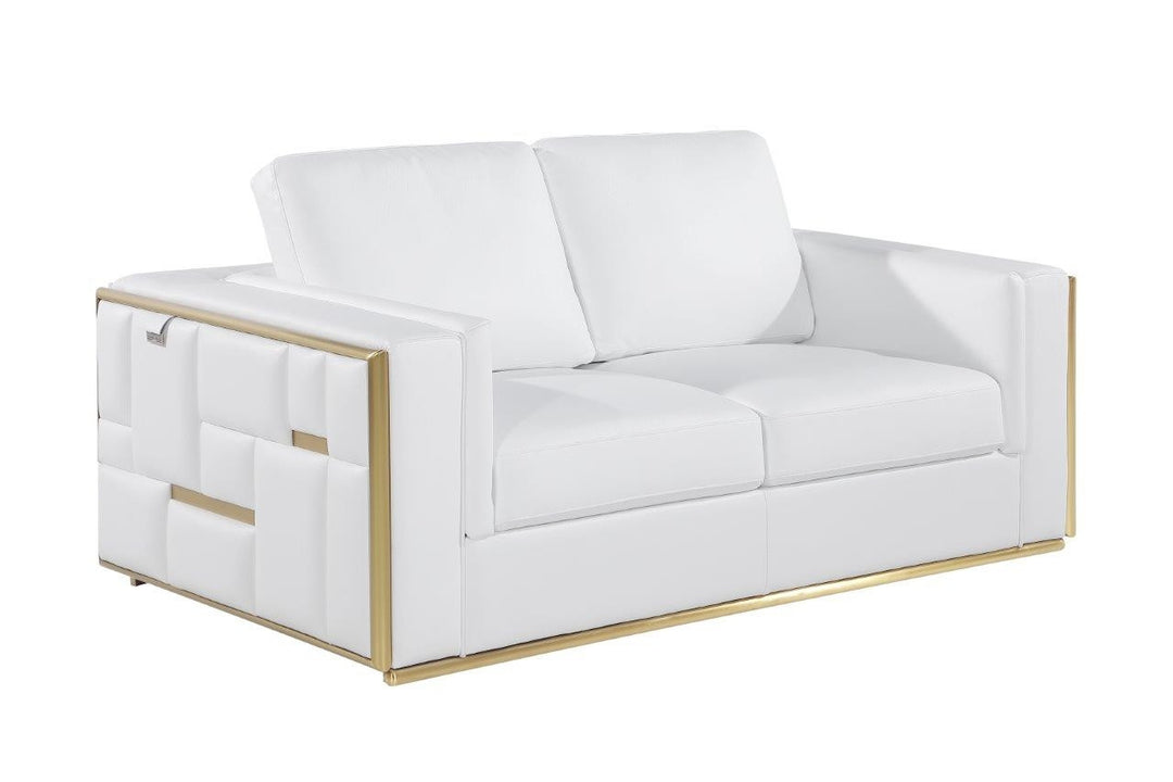 White Top Grain Leather Five Person Seating Set