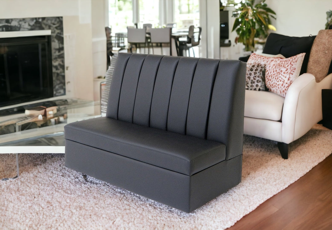 48" Black Faux Leather Loveseat