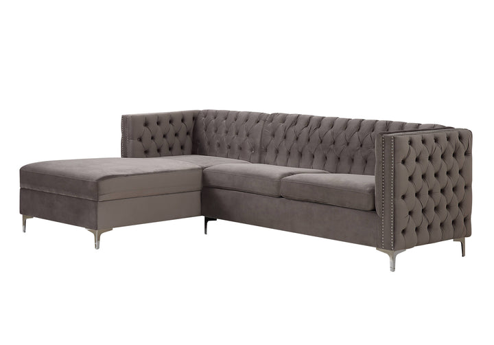 Gray Velvet L Shaped Seating Component