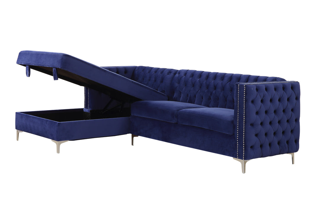 Blue Velvet L Shaped Seating Component