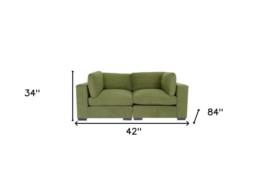 84" Forest Green And Dark Brown Loveseat