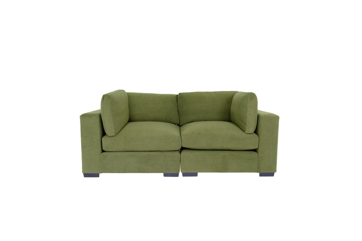 84" Forest Green And Dark Brown Loveseat