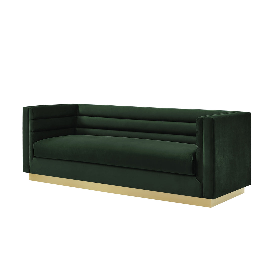 84" Hunter Green Velvet Sofa