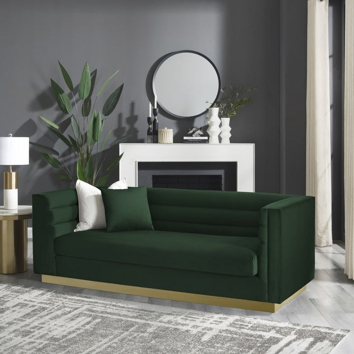 84" Hunter Green Velvet Sofa