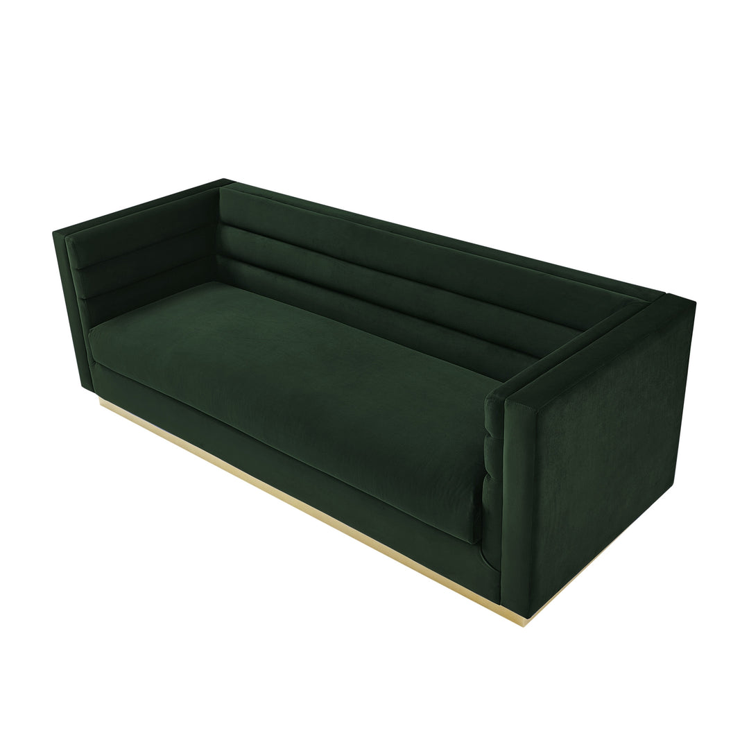 84" Hunter Green Velvet Sofa