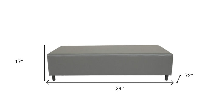 72" Gray and Black Upholstered Genuine Leather Bench