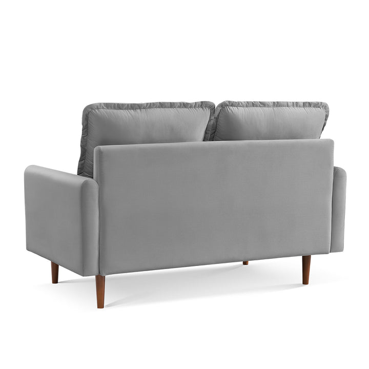 57" Gray And Dark Brown Velvet Loveseat