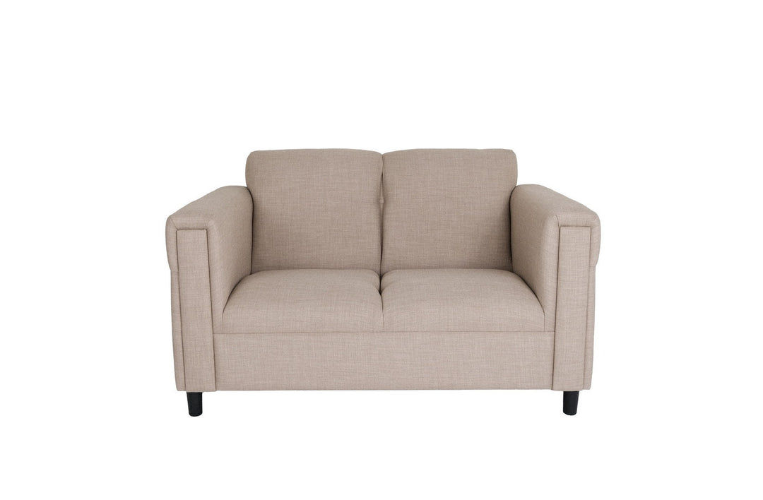 54" Deep Taupe And Black Polyester Blend Loveseat