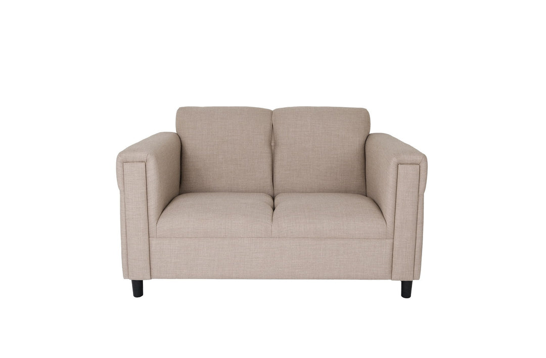 54" Deep Taupe And Black Polyester Blend Loveseat